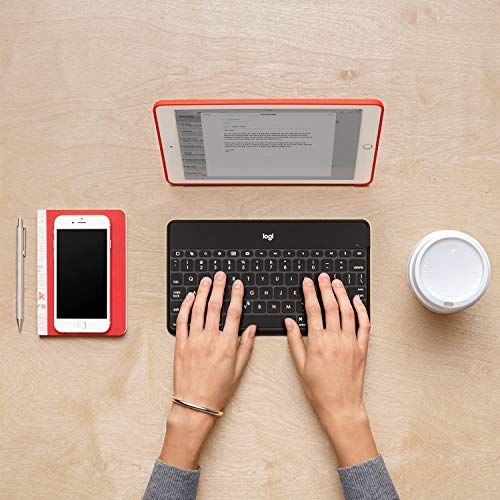 Logitech Keys-To-Go Tastiera Wireless Bluetooth Per iPhone, iPad, Apple TV, Sottile, Leggera, Tasti Scelta Rapida, Layout ‎Tedesco QWERTZ, Nero