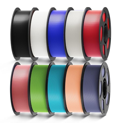 Image of ANYCUBIC PLA Filament 1.75mm Bundle, 3D Printer Filament 1.75mm Dimensional, Black, White, Clear, Red, Blue, Pink, Tropical Turquoise, Peach Pink, Interstellar Violet, Spring Leaf, 10KG in Total