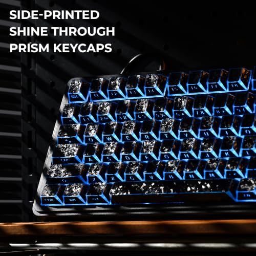 Image of GMKWTL XVX Black Shine Through Keycaps, PBT Keyboard Keycaps Cherry Profile | Forged Carbon Texture, Side Printed Keycap Sets Suitable for 60% 65% 75% 80% 100% Mechanical Keyboard