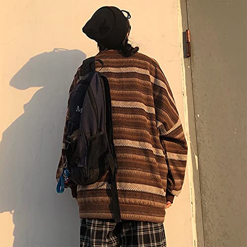 Women Harajuku Striped Sweater Pullover Oversize Plus Size Retro Knitted Sweatshirt Long Sleeve Tops4