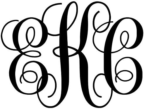 Monogram vinilo calcomanía, tres iniciales, auto, camioneta, laptop, pared, 5 x 4 pulgadas, tradicional, Azul