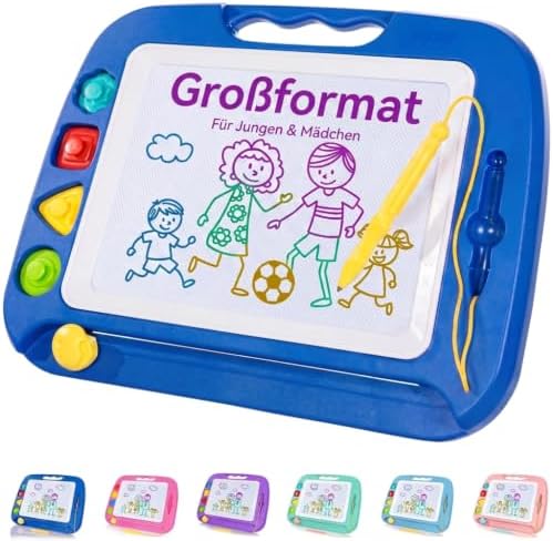 SGILE Magnettafel Kinder, Maltafel Zaubertafel Spielzeug, Groß 42 x 32 cm | Maltafel mit 4 Magnet Stempel, Geburtstag Geschenk Kinder 1-4 Jahre, Doodle Lernspielzeug Malbrett für J