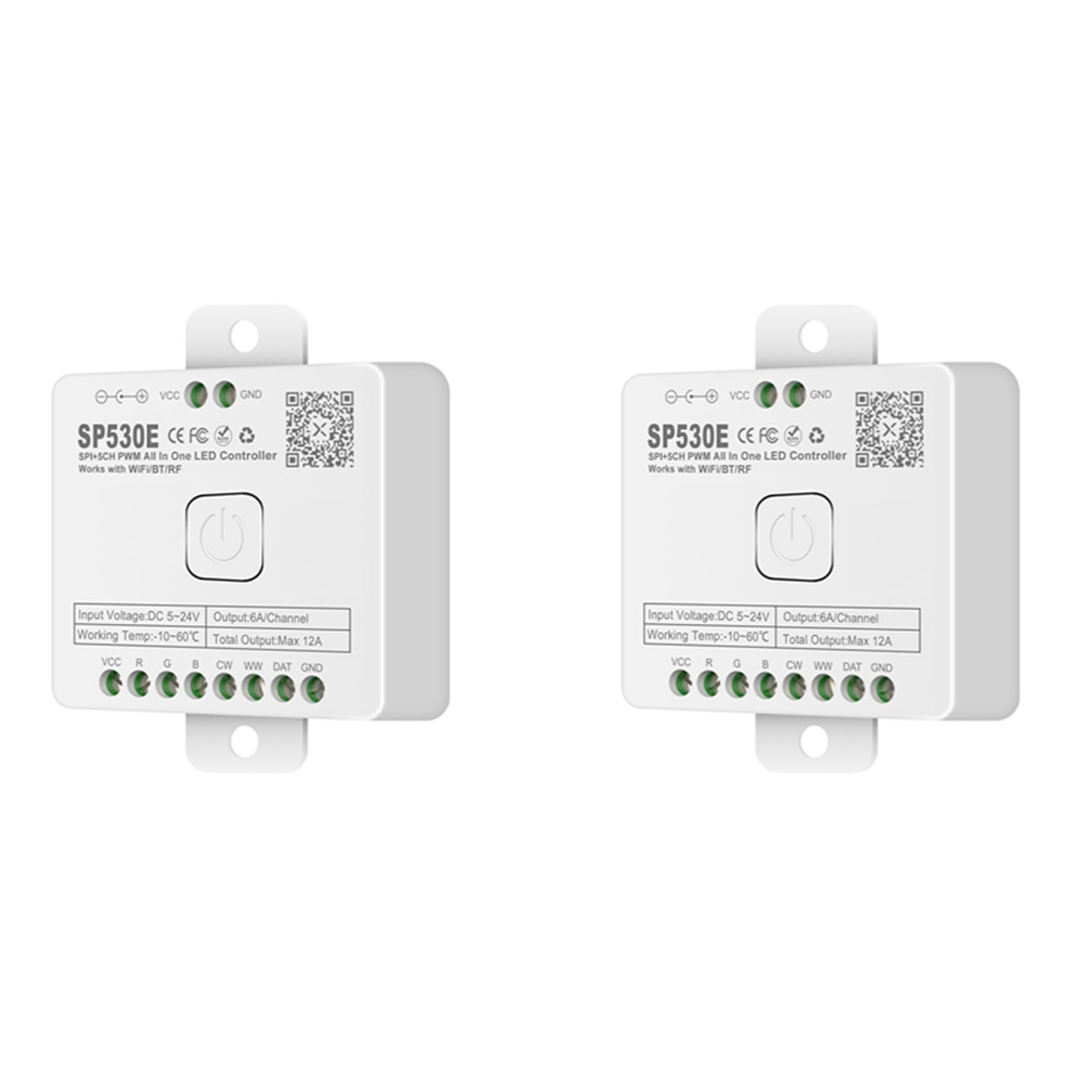 Jnchdghwa White 2X 12-In-1 Wifi Led Controller Sp530e Pwm Spi Pixels Dimmer For Ws2812b Ws2811 Rgb Rgbw Led Strips With Voice Control
