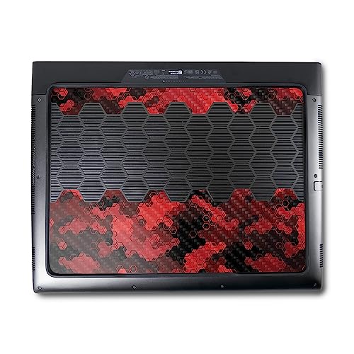 Image of MightySkins Carbon Fiber Skin Compatible With Alienware M18 R1 (2023) Full Wrap Kit - Red Hexa Camo | Protective, Durable Textured Carbon Fiber Finish | Easy To Apply & Change Styles | Made in the USA