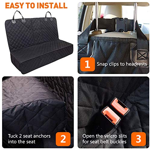 VOCLO Dog Car Seat Cover for Back Seat, Durable Car Seat Protector with 1 Elastic Dog Seat Belt, Waterproof Back Seat Covers for Dogs and Kids, Nonslip Pet Car Seat Cover for All Cars, Trucks & SUV - Image 8