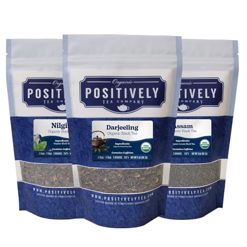 Image of Positively Tea, Organic Indian Tea Sampler, Loose Leaf, 4 Ounce, 3 Pack