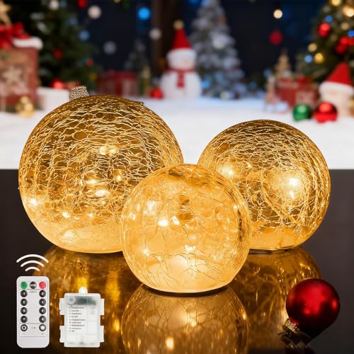 Shengruili 3er Set LED Glaskugel Lichterketten,Led...