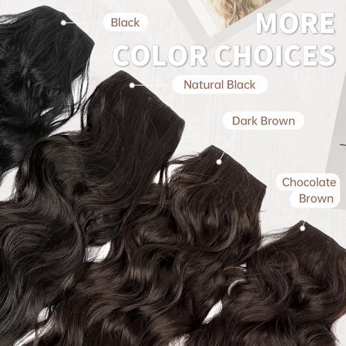 Kookastyle Invisible Wire Hair Extensions With Transparent Wire Adjustable Size 4 Secure Clips Long Wavy Secret Hairpiece 20 Inch Dark Brown For Women thumb #6