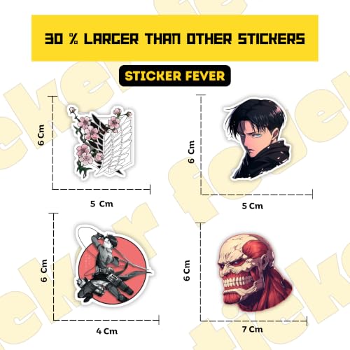 Image of Attack on Titan Stickers Pack of 35 Stickers | Anime Waterproof Vinyl Stickers for Laptop, Phone, Water Bottle, Notebook, Gaming & Anime Fans