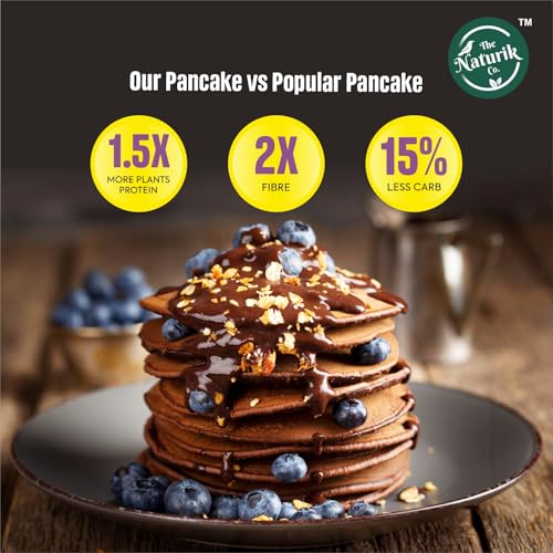 Image of The Naturik Co. Millet Pancake & Waffle Mix - Double Chocolate, 40g x 12 | No Maida | No Sugar | Made With Jaggery | Millets Powered | High Protein & Fiber |100% Vegan| As Seen On Shark Tank