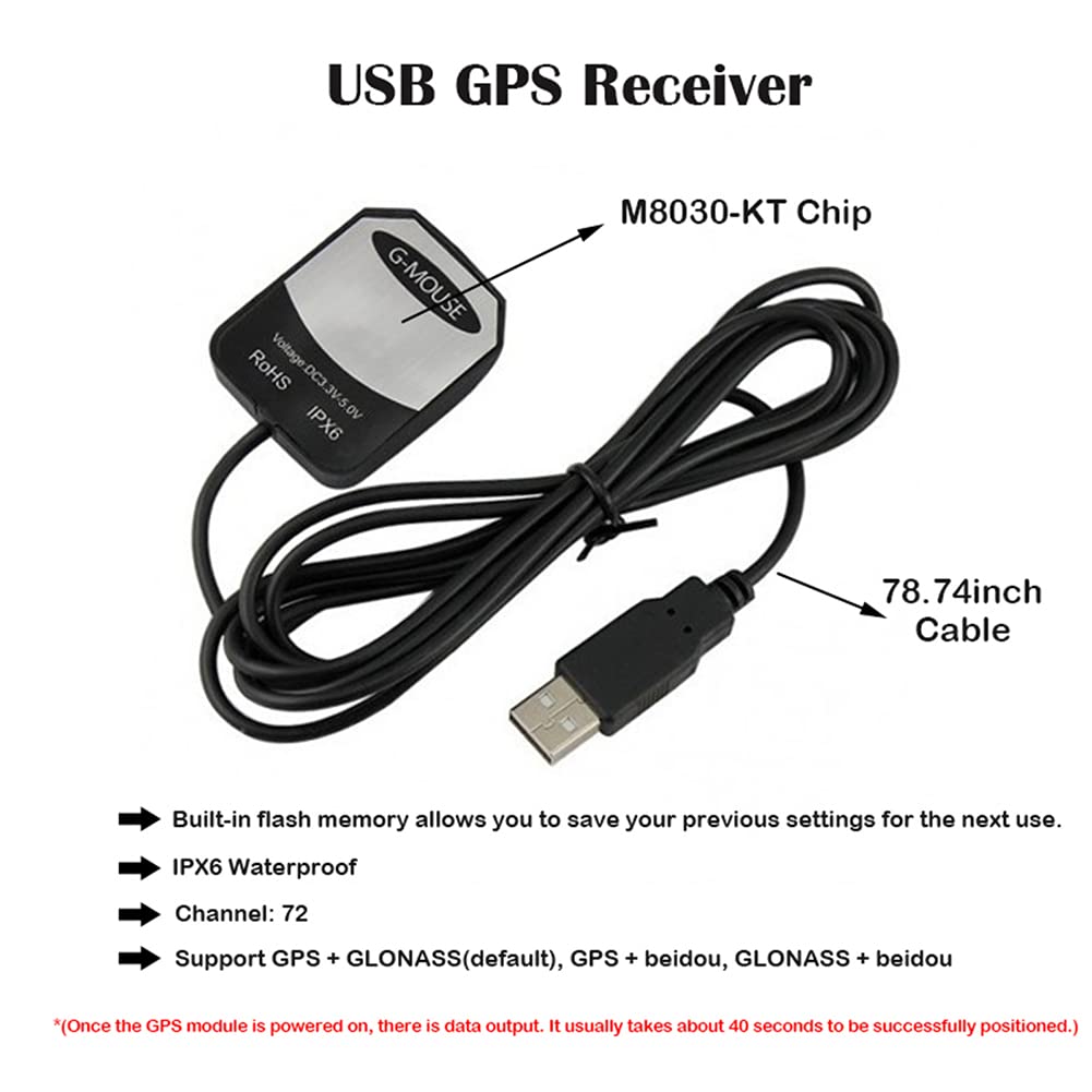 VK-162 G-Mouse USB GPS Dongle M8030 Chip 72-kanałowy moduł nawigacji, zewnętrzna antena GPS, zdalny montaż, odbiornik GPS USB, z lampą błyskową, obsługa Raspberry Pi, Google Earth, Windows