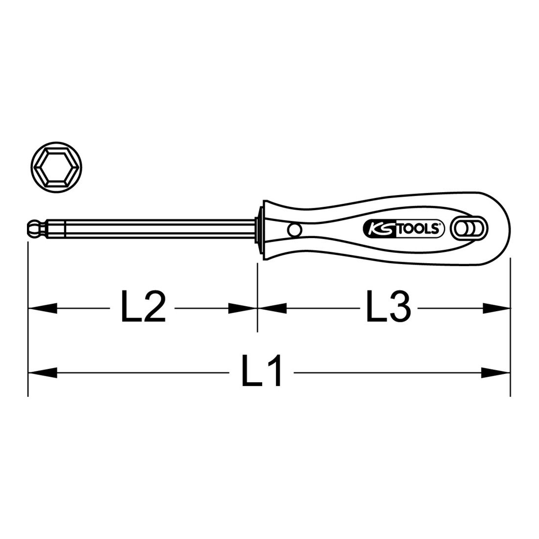 KS TOOLS 962.0951 BERYLLIUM + Screwdriver for hexagon screws with ball end 4x100mm, Bronze - Image 2
