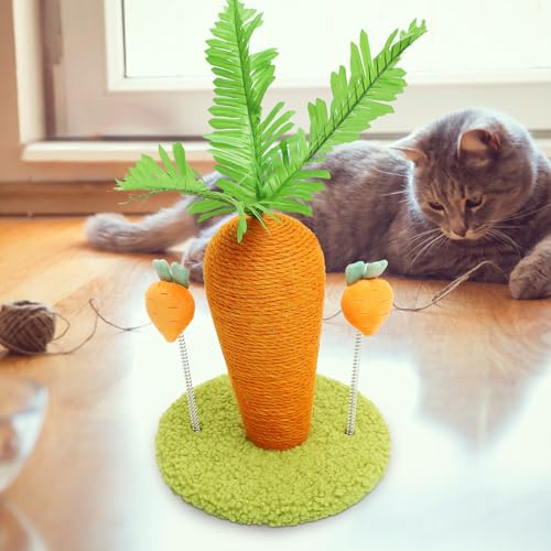 Rascador para gatos POPETPOP en forma de zanahoria con cuerda de algodón miniatura 3
