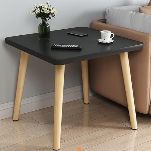 JIHYECOU サイドテーブル スリム 机 テーブル 幅40x奥行き40x高さ50cm ナイトテーブル ローテーブル ミニテーブル 小型テーブル ソファーテーブル ベッドテーブル ちゃぶ台 おしゃれ 北欧 一人暮らし (ブラック)
