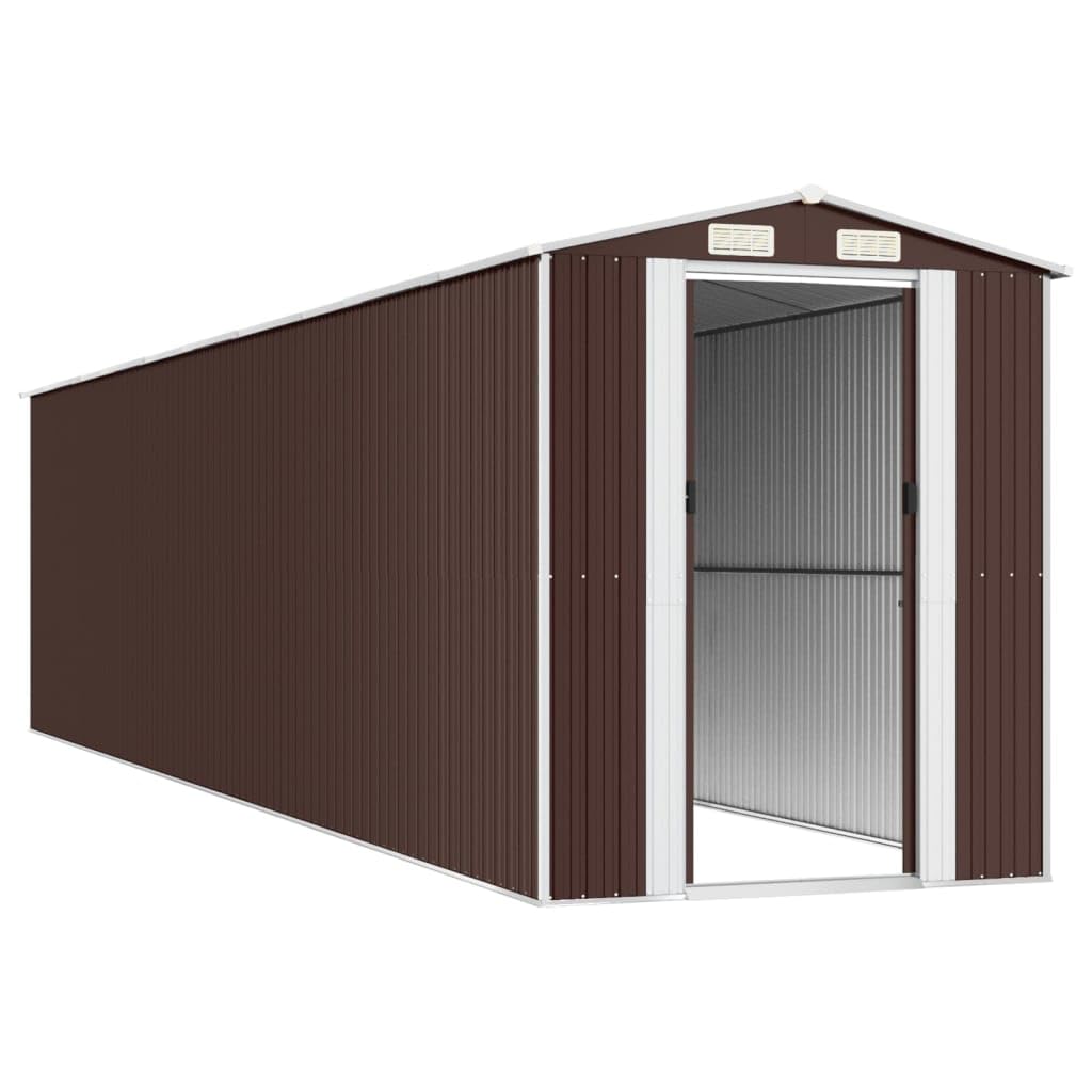 Générique Abri de Jardin Marron foncé 192x855x223 cm Acier galvanisé,Maison & Jardin,Pelouses & Jardins,Vie en extérieur,Structures extérieures,Cabanes & abris de Jardin,3147468