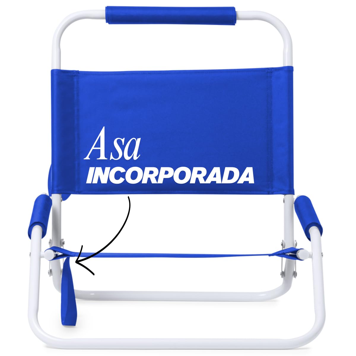 Fora Chaise Pliante inclinable pour Plage - Structure métallique Blanche, Assise en Polyester 600D renforcé, Rembourrage sur Les accoudoirs et la tête, Design léger avec poignée intégrée