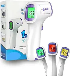 Termômetro Digital Infravermelho 3 Em 1 Premium Sem Contato Alta Precisão para Testa Corpo Líquidos e Alimentos com Visor LCD e Alarme de Febre