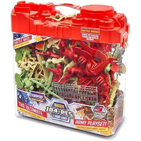 Lanard The Corps! Universe Army Playset - 104 Pieces, 3 Troop Army Set, Battle Base Lid, Carry Handle Case, Kids Ages 3+ Cover