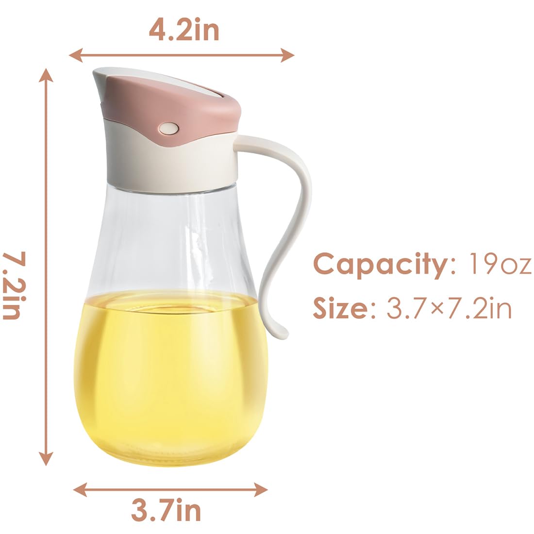 SUPKIT 19oz Oil and Vinegar Dispenser with Automatic Cap and Stopper, Auto Flip Cap Olive Oil Glass Bottle with Brush - for Oil, Soy Sauce, Vinegar(Green) (19 oz, Pink?1 Pack?)