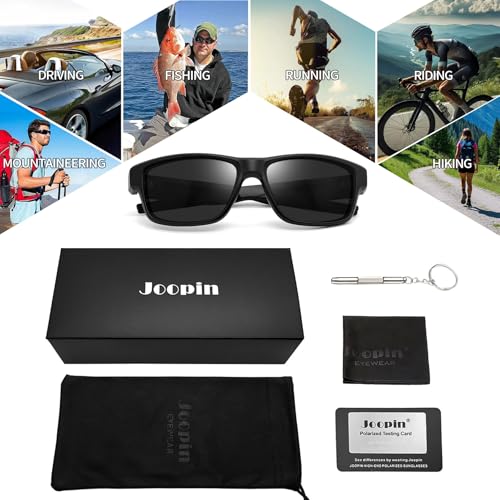 Image of Joopin Rectangle Sports Sunglasses Polarized UV Protection Shades for Men | Wrap Around Sun Glasses, Trendy Plastic Frame, TAC Lens, Safety, Driving, Running, Fishing, Cycling, Hiking