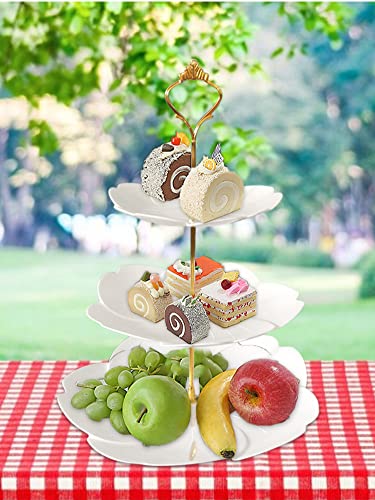 3 Tier Cupcake Stand - White Display Stands For Dessert Table,Exquisite Cake Holder Wedding Decoration For Displaying Desserts, Cookies, Fruits, Candies, And Chocolates Generic #TOP1
