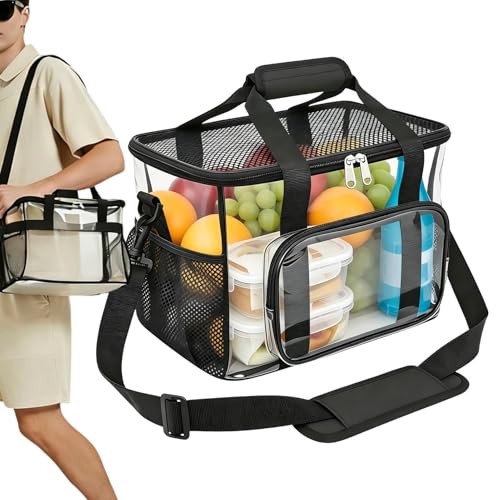 Genérico de almuerzo transparente para hombre | Bolso De Gran Capacidad Con Cremallera Y | Neceser Transparente - Para 24 Latas Eventos Deportivos Gimnasio Playa Camping