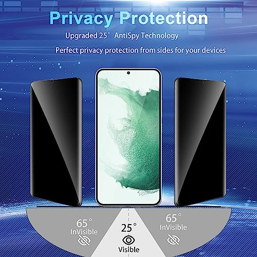 Image of [2+2 Pack Privacy Screen Protector Compatible with Galaxy S22 Plus 5G - 2 Tempered Glass with 2 Camera Lens Protectors - HD Clear - Bubble-Free - Anti-Spy - Scratch Resistant