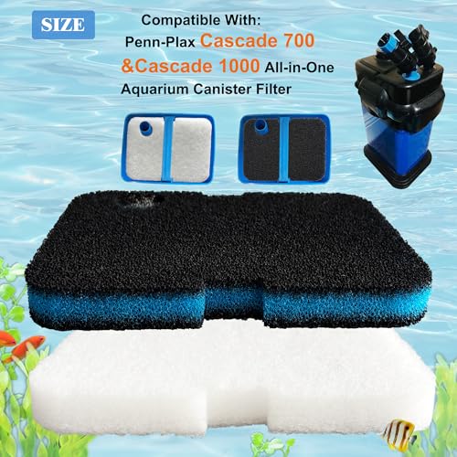 Image of 6 Pack Replacement Activated Carbon Sponge Bio Filter Pads and White Floss Pads and for Cascade 700 /1000 CCF2UL CCF3UL, Compatible with Penn-Plax Cascade 700 & 1000 Canister Aquarium Filters