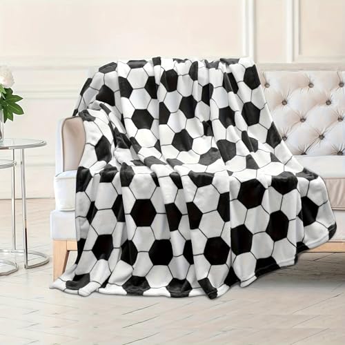 Couverture de football design hexagonal et jeté de canapé géométrique doux - 4