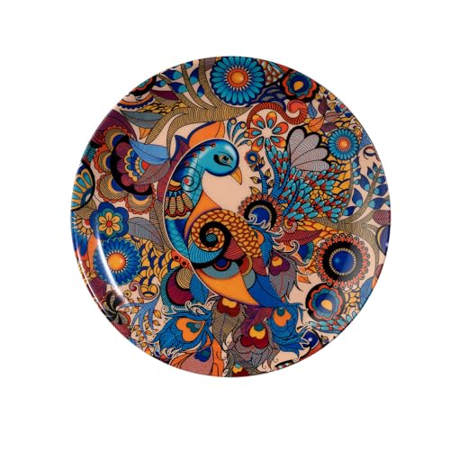 KOLOROBIA Decorative Wall Plate|Stand & Metal Hook| Peacock Admir...