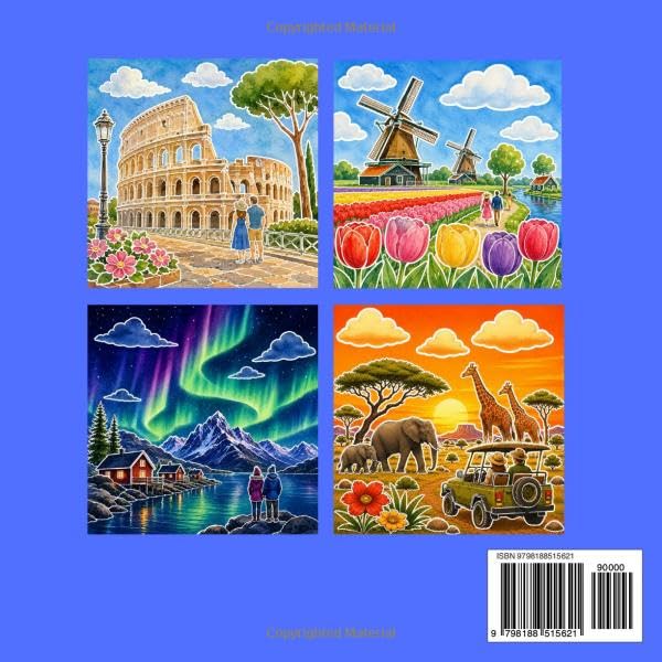 WORLD TRAVEL REVERSE COLORING BOOK: Trace Beautiful Destinations Around the World with Your Pen image 3