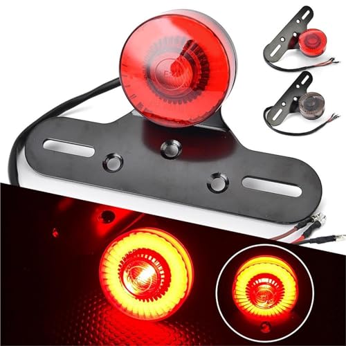 Feu de stop moto rétro rouge résistant aux vibrations avec son support de plaque solide - 3