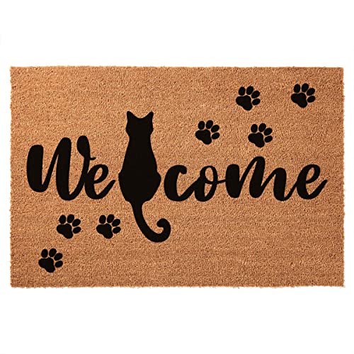 FUXKZJ Funny Coir Doormat Welcome Sitting Cute Black Cat