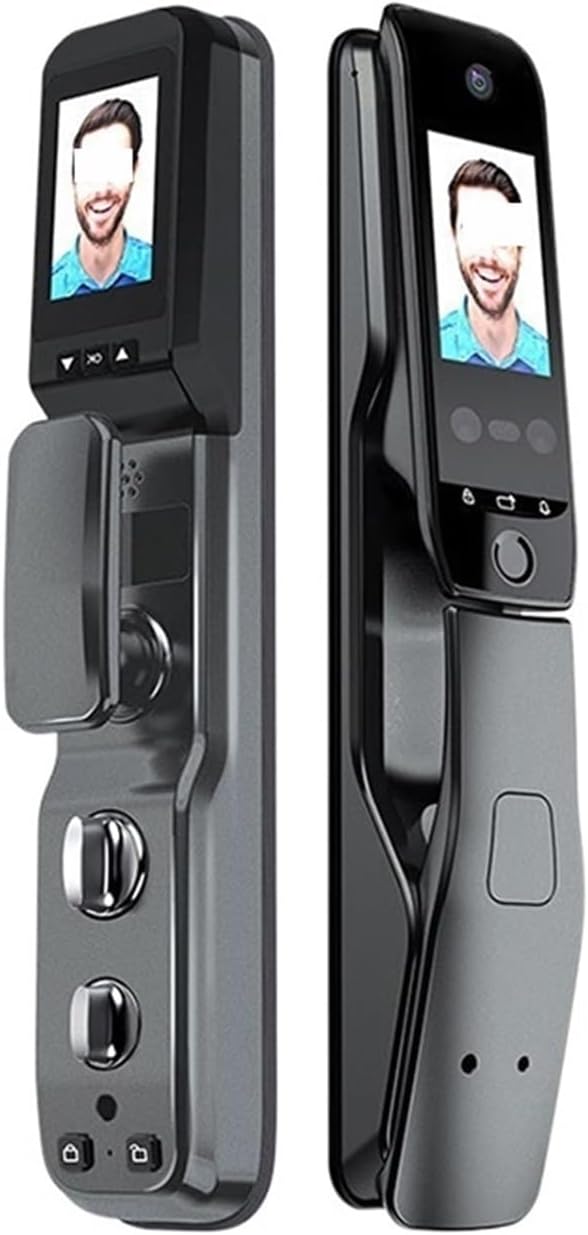 Facial Recognition Lock, Intelligent Door Lock, Insurance, Digital Lock, Biometric Fingerprint, Outdoor IC Card, Password, Key Unlocking (Color : C1 24240)