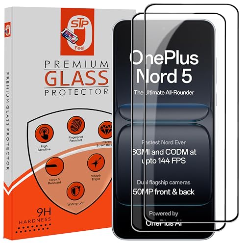Image of Premium HD+ Tempered Glass Screen Protector Guard Compatible For Oneplus Nord 5 5G (6.83 Inch, Pack of 2) | Edge to Edge Coverage With Easy to installation kit for Smartphone