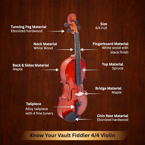 Image of Vault Fiddler 4 /4 Violin with Bow, Rosin & Case (Outfit)
