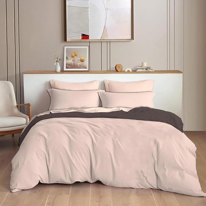 Image of Reversible Plain Glace Cotton Single Bed Quilt Cover /Duvet Cover /Rajai Cover /Blanket Cover with Zipper (60X90 Inches) (Vanilla Bean, Single Duvet Cover)