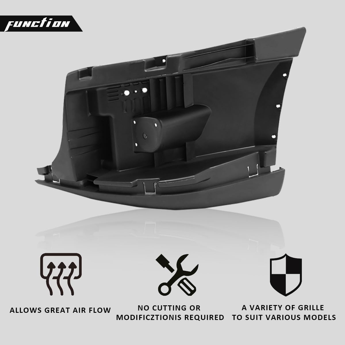 Right Front Bumper End Reinforcement Compatible with 2008-2017 Freightliner Cascadia Bumper Cover Reinforcement Face Impact Bar Crossmember Without Fog Light Hole Black