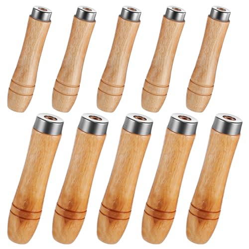 Bruislard 10 Stück Holzfeile Griff, Feilengriff, Holzgriffe Mit Starken Metallkragen Für Feilen Raspeln (Bohrungsdurchmesser: 4 mm + 5 mm, Jeweils 5 Stück)