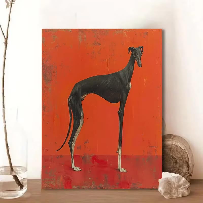 Toile lévrier noir élégante affiche d'art minimaliste chic
