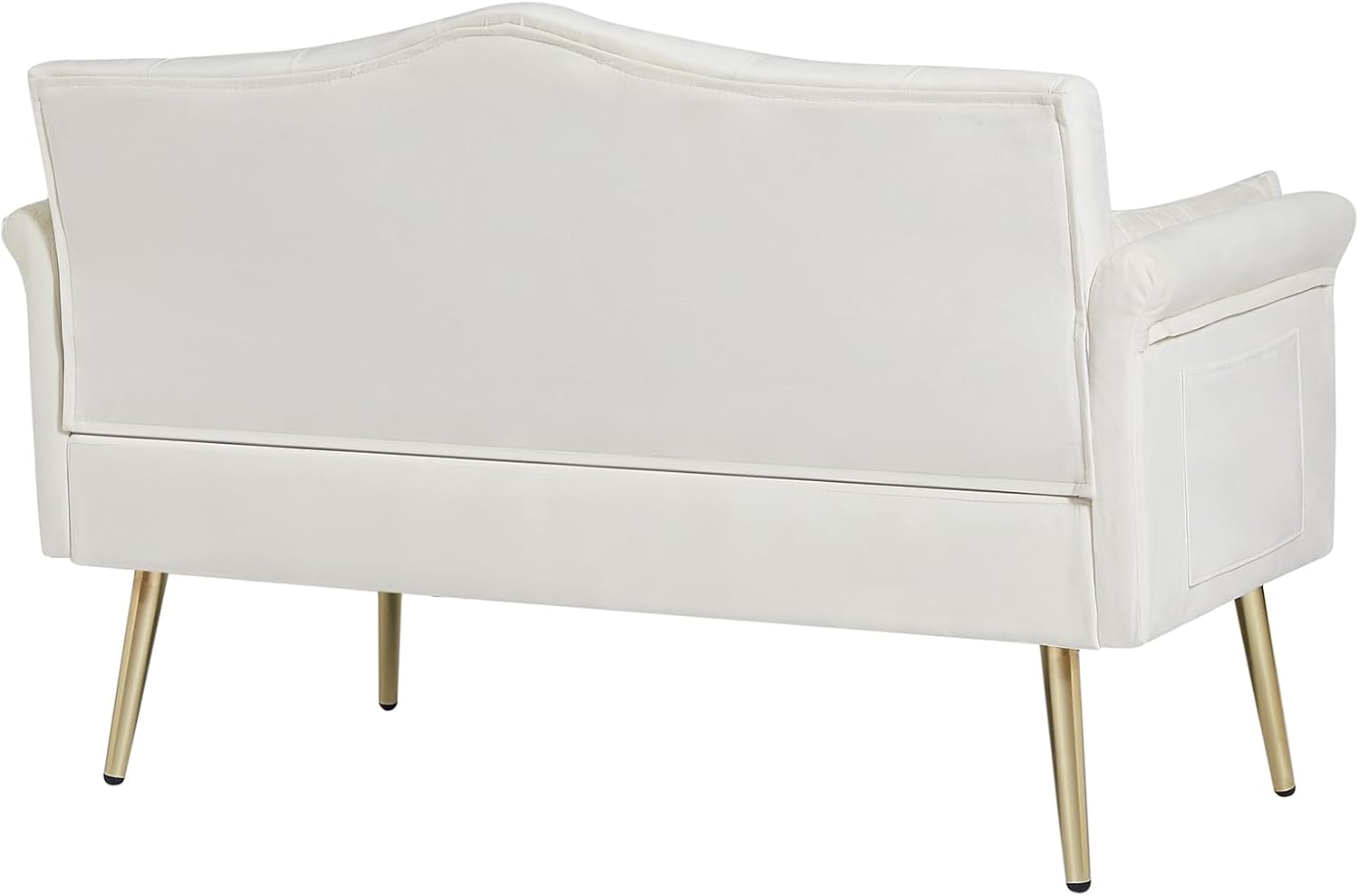 Modern Loveseat Sofa, 2 Seater Upholstered Sofa Couch with 2 Pillows, Luxurious Velvet Couch with Gold Metal Legs, Tufted Sofa Chair for Small Space, Apartment, Office, Bedroom, Beige