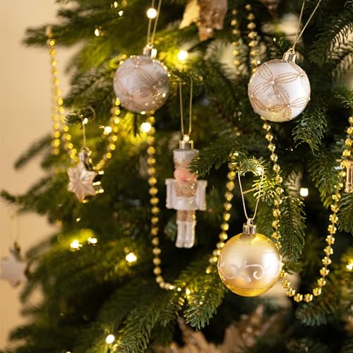 Boules de Noël blanc et or de luxe incassables Valery Madelyn - 7