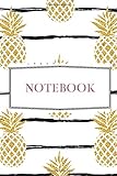 Notebook: (6 ÃÆÃâ 9 in ), Cute Gold Pineapple Striped Pattern to Take Notes, Lessons, Homework