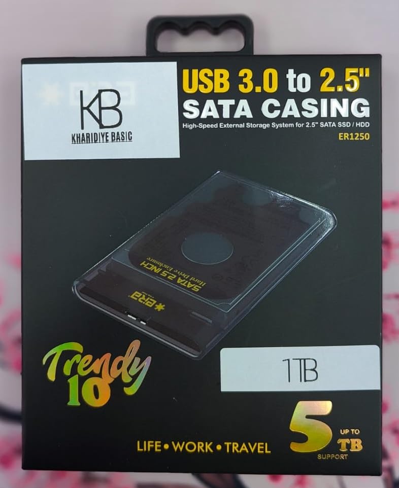 KharidiyeBasic Portable 1TB External Hard Disk USB 3.0 Interface- 1 Year Warranty (B0CTJ1J8BS) Amazon Price History, Amazon Price Tracker