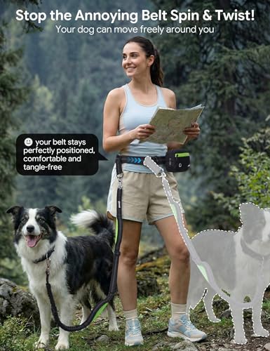 Pecute Joggingleine Hunde Mit Breiter Bauchgurt für Große/Mittel 15-55kg, wasserdichte Bauchtasche, Hundeleine zum Joggen Multifunktional Freie Kombination| Stoßdämpfendes Bungee, Dick Doppelgriffe