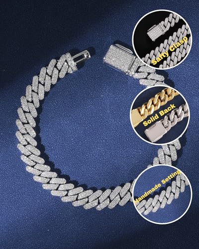LuxeFlex Cuban Link Bracelet for Men and Women, 8mm 14K Gold/White Gold Plated, 5A Zircon Iced Out Cuban Link Chain Bracelet Set, Diamond CZ Rapper Necklace, Miami Hip Hop Jewelry3