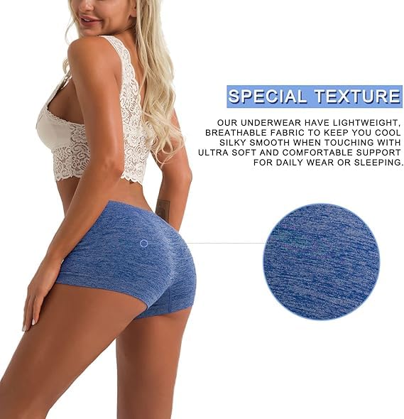 Image of Women's Boyshort Panties Seamless Nylon Underwear Stretch Boxer Briefs (3 Pack)