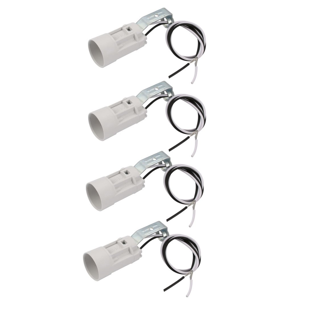 sourcingmap Lamp Socket, 111-240V 2A E14 70x23mm LED Bulb Light Holder for Floor Desk Table Lights, Plastic White, Pack of 4