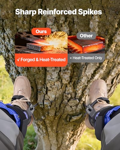 Image of VEVOR Tree Climbing Spikes, 1 Pair Height-Adjustable Climbing Spurs, 350lbs Load Capacity Tree Climbing Gear with Straps, Arborist Equipment for Climbers, Hunting, Fruit Picking