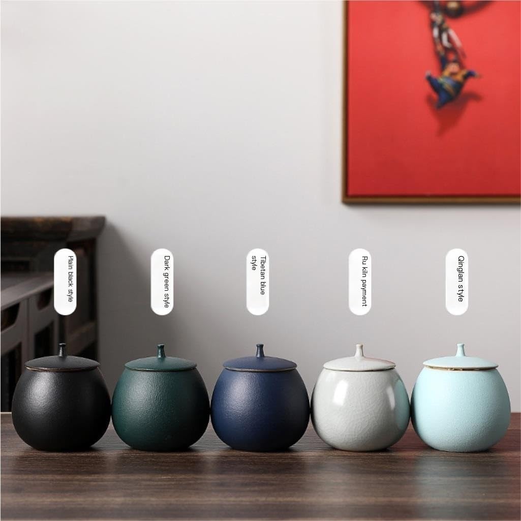 SONGCHAO Sugar Jar Tea Can Small Portable Nut Coffee Cereal Sealed Can Household Kitchen Food Storage Can Ceramic Can Wake Up Tea Can Tea Canister (Color : D)